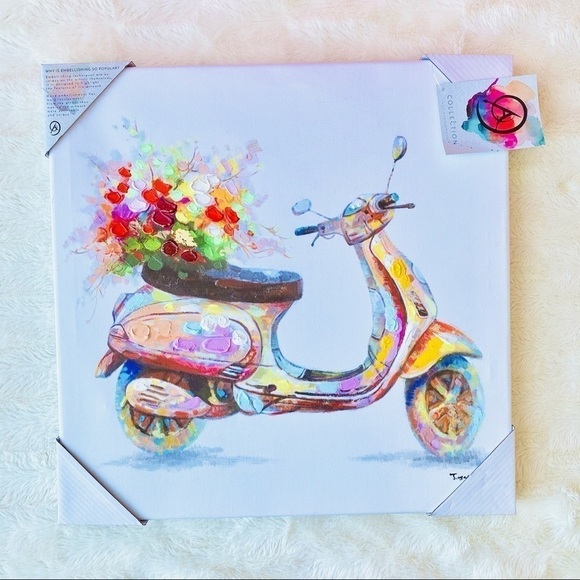 Nwt Scooter Vespa Canvas Painting Rainbow - Picture 1 of 9